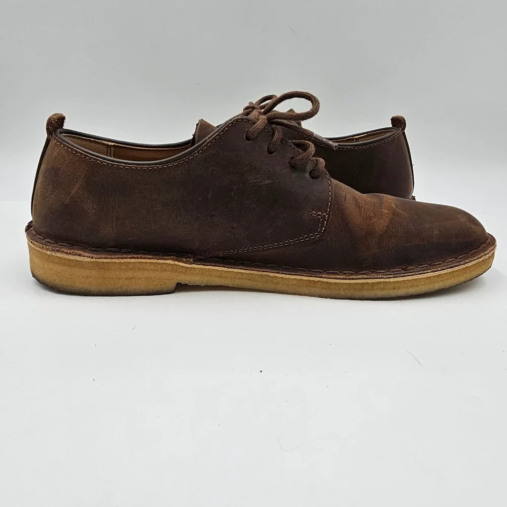 Clarks Originals Desert London Beeswax Brown Leather‎ Crepe Sole Shoes Size 10